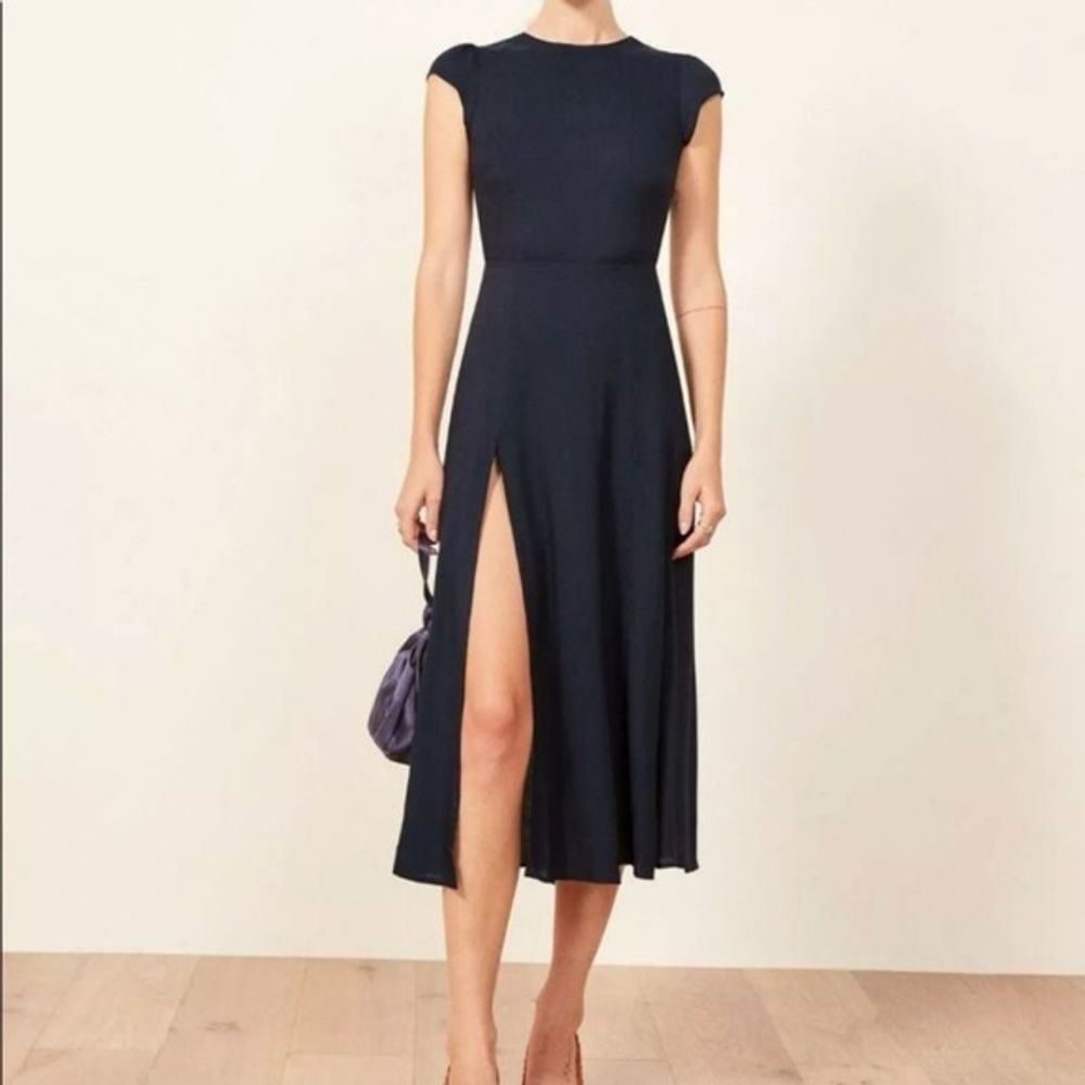 Reformation Navy Midi Dress
